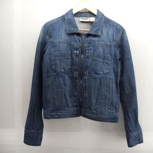 Vintage DKNY Jeans Jacket Womens Medium Blue Denim Bomber Zip Front Y2K